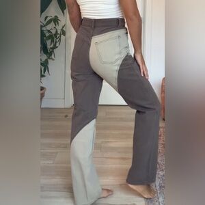 Two-Tone Brown and Cream Jeans